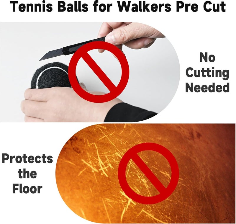 YIFOCUS 4 Pcs Walker Tennis Balls Precut Pre Cut, Walkers Legs Universal Precut Glide, Walker Balls for Indoor, Silent Gliding and Floor Protection, Gifts for The Elderly - Image 3